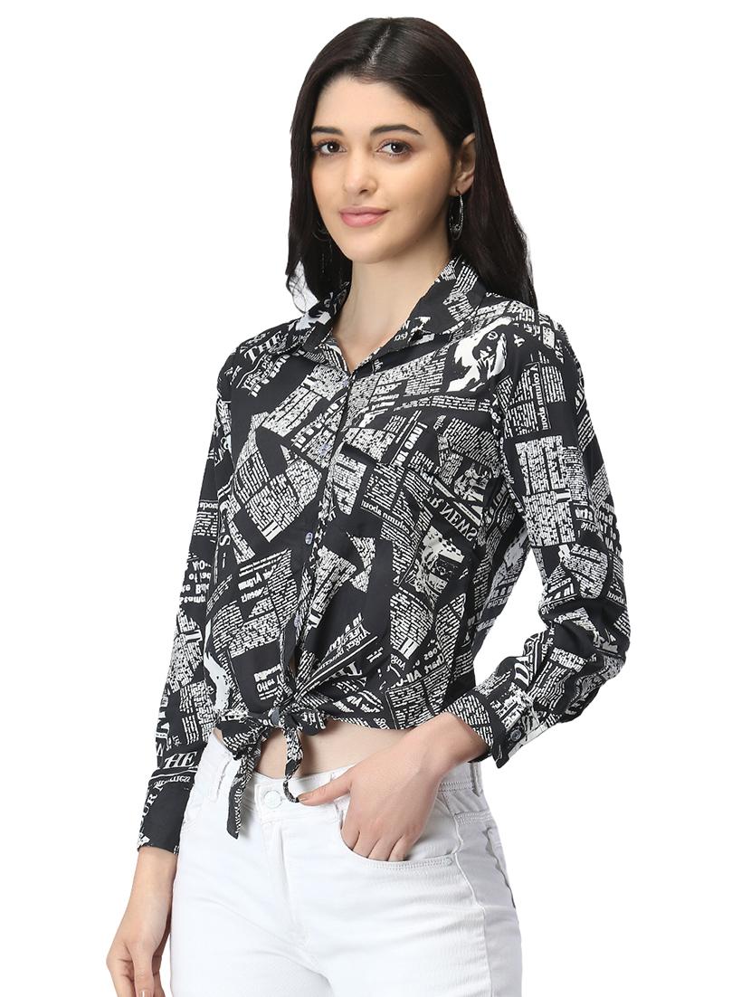 black crepe regular top - 19349379 -  Standard Image - 1