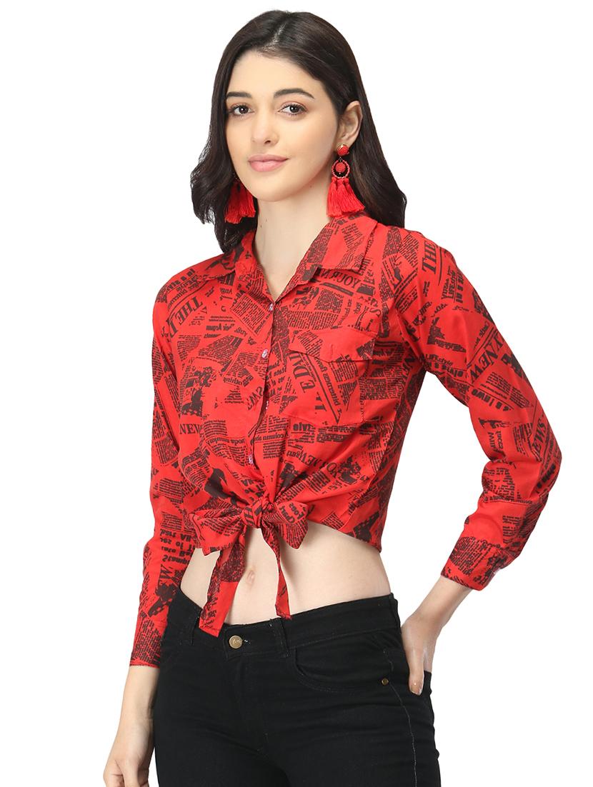 red crepe regular top - 19349381 -  Standard Image - 1