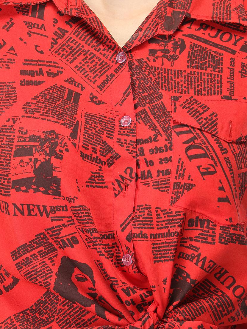 red crepe regular top - 19349381 - Standard Image - 4