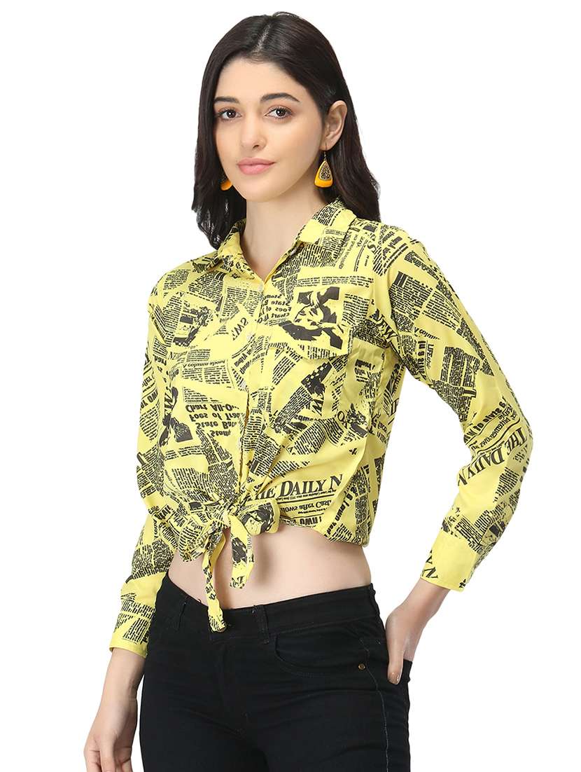yellow crepe regular top - 19349382 - Standard Image - 1