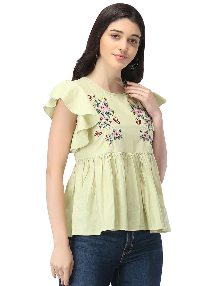 yellow cotton peplum top - 19349387 -  Standard Image - 1