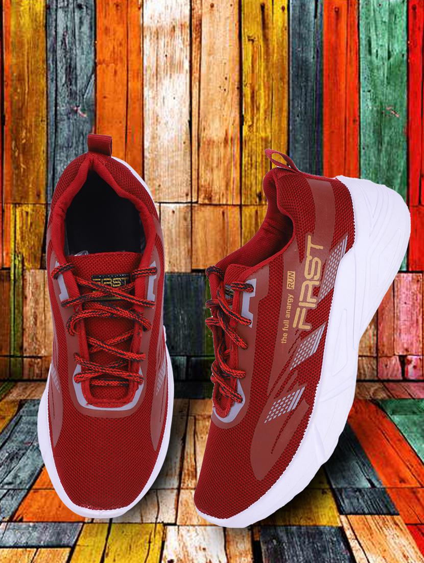 maroon mesh sport shoes - 19349414 - Standard Image - 1