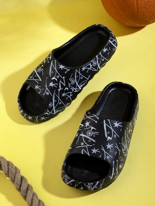 black rubber slip on flip flops - 19349417 - Standard Image - 0