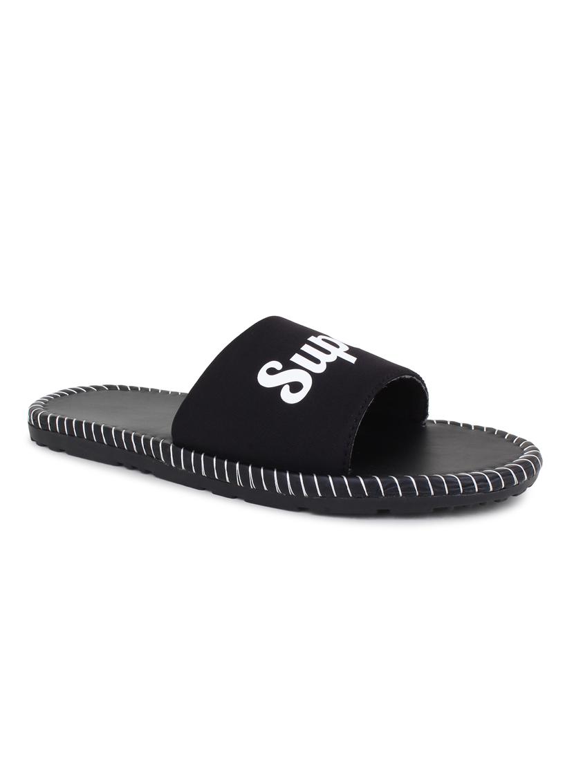 black rubber slip on flip flops - 19349425 - Standard Image - 1