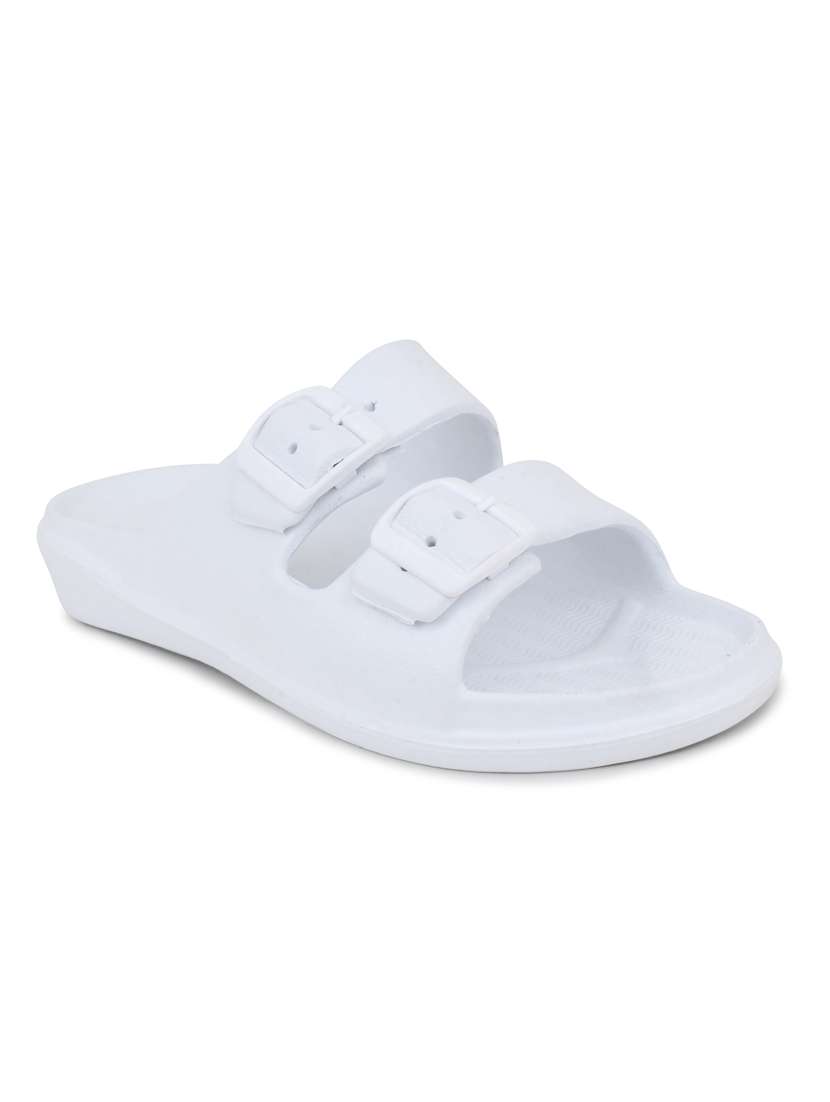 white rubber slip on flip flops - 19349431 - Standard Image - 1