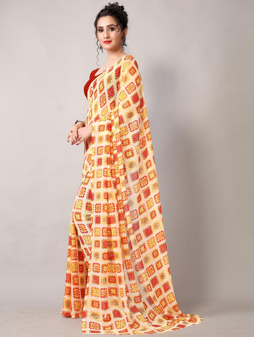 women's conversational beige colored saree with blouse - 19349509 - Standard Image - 1