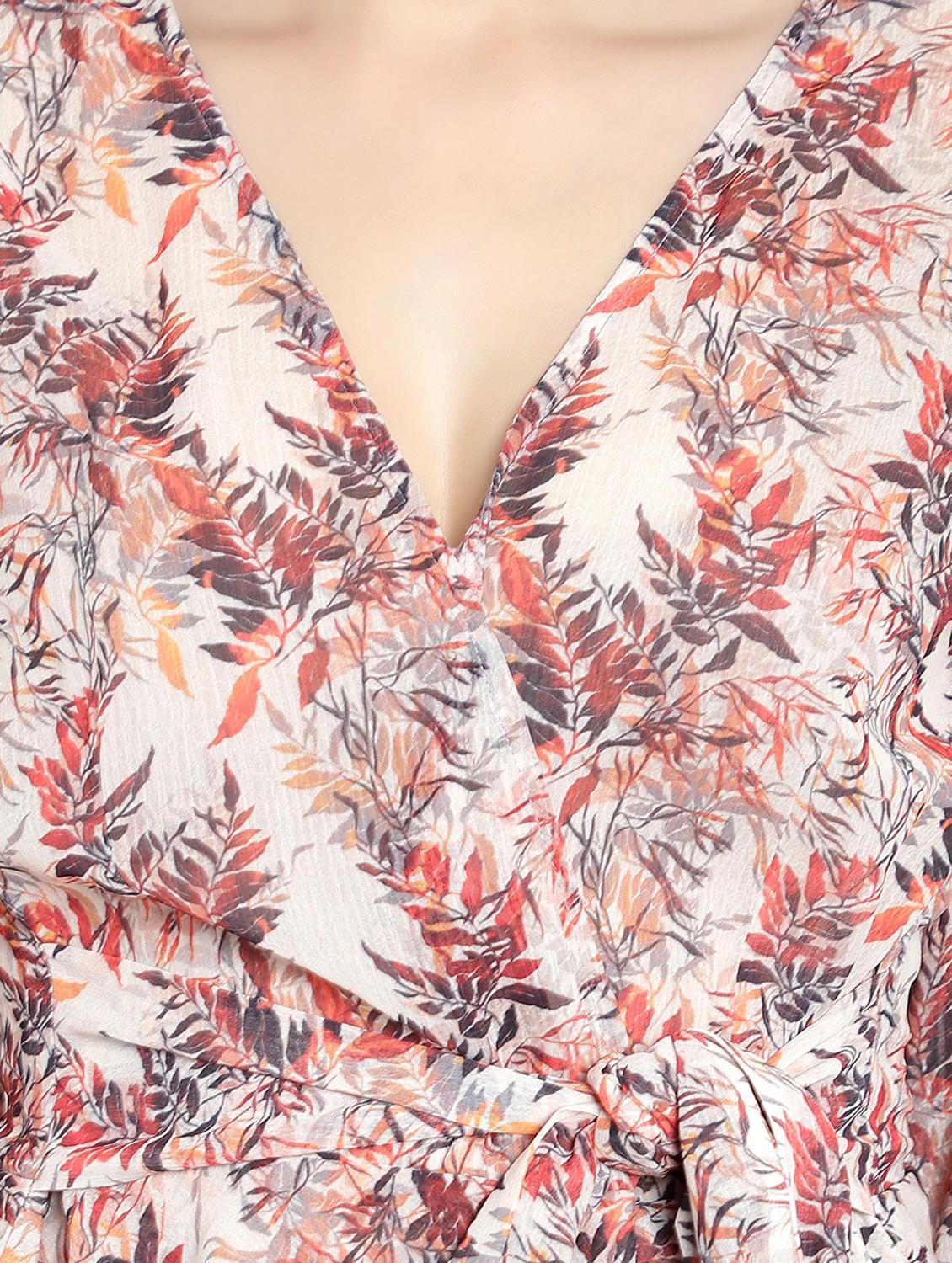 women's tiered dress leaf print dress - 19349781 - Standard Image - 4