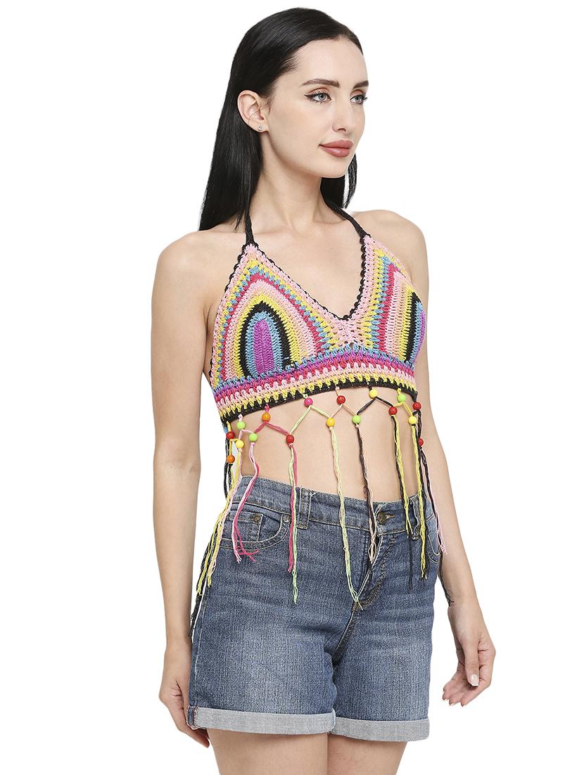 multi colored crochet bikini bra - 19350435 - Standard Image - 1