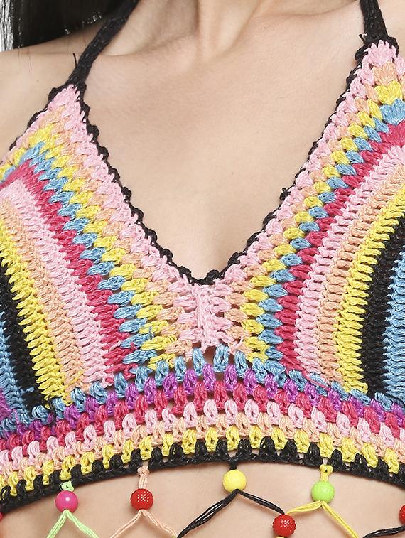 multi colored crochet bikini bra - 19350435 - Standard Image - 4