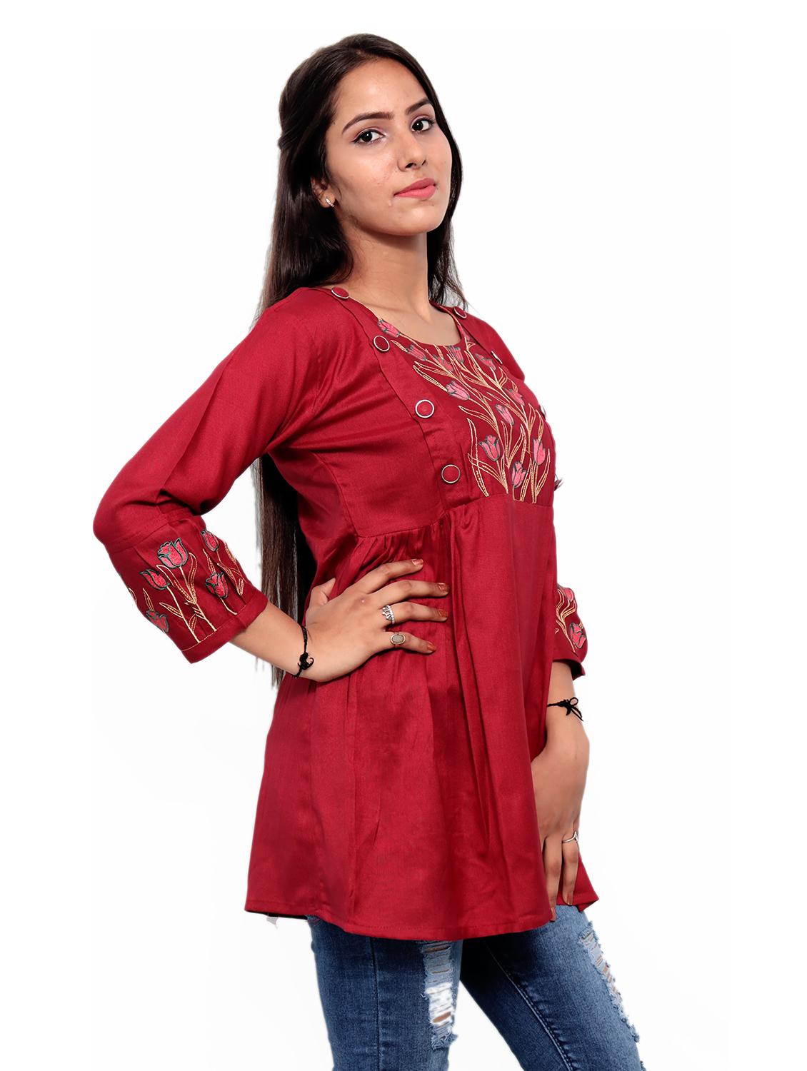 women's peplum round neck top - 19350501 -  Standard Image - 1