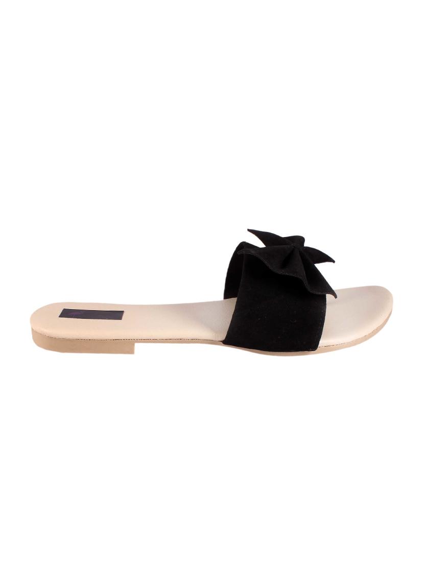 solid bow detailed slip on flats - 19351398 - Standard Image - 1