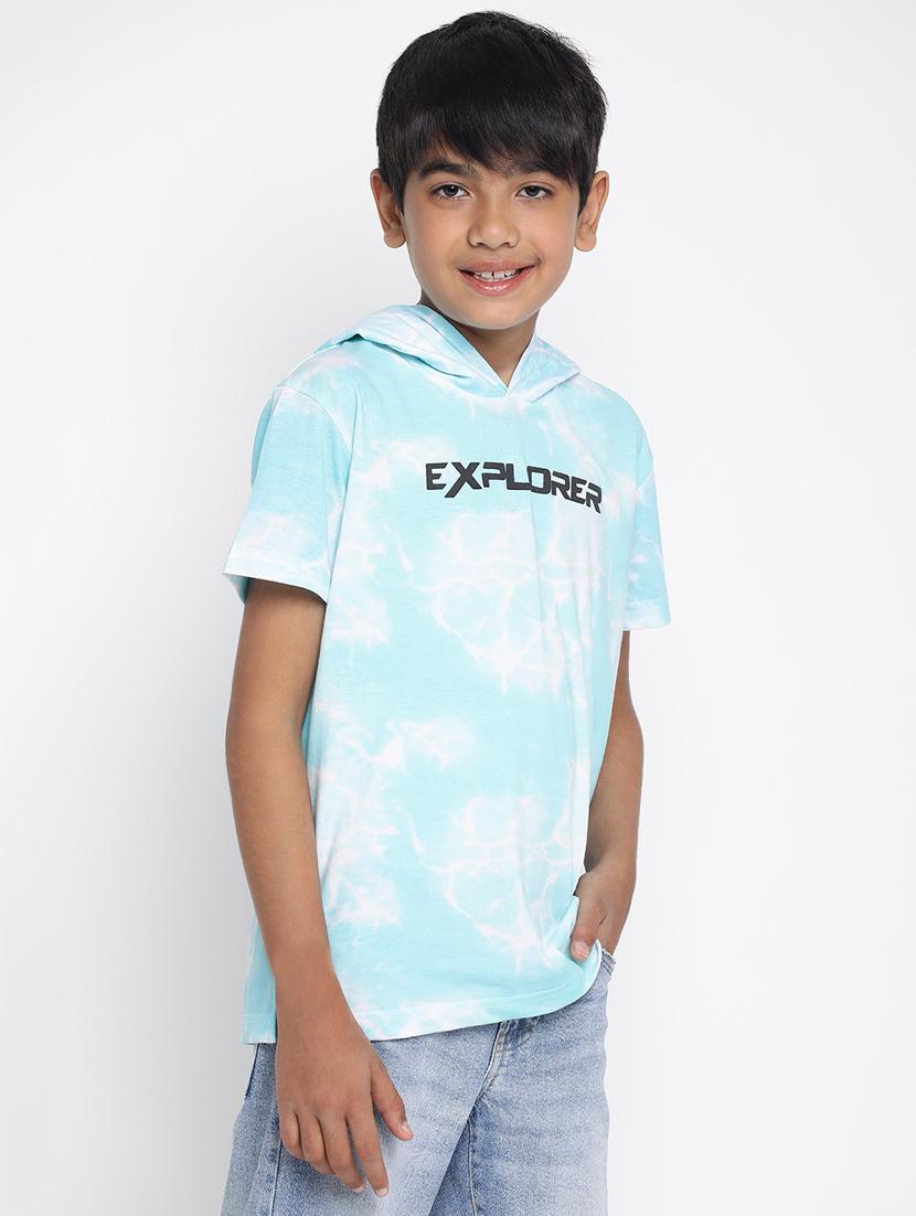 boys hooded front print t-shirt - 19352880 - Standard Image - 1