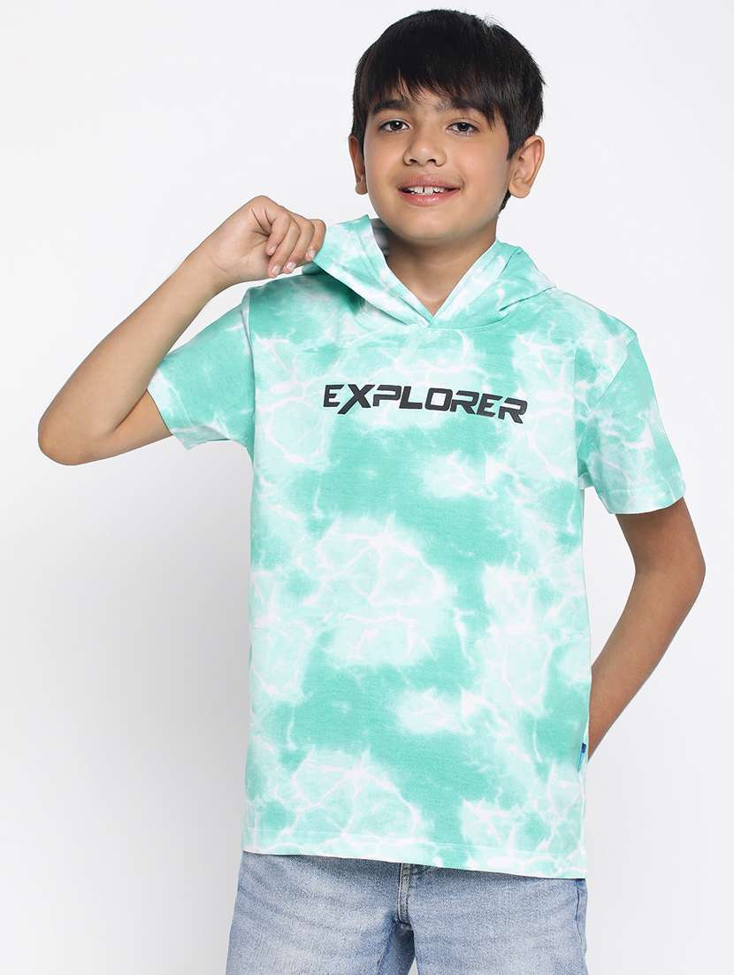 boys hooded front print t-shirt