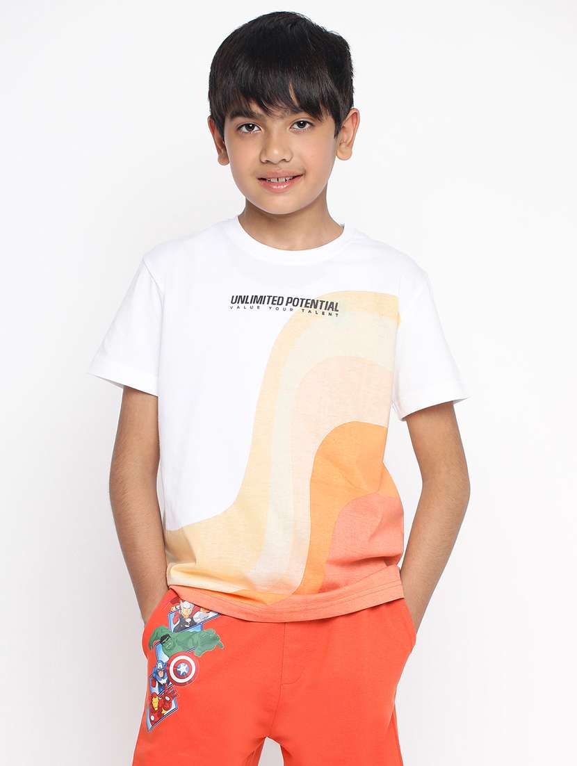 boys round neck front print t-shirt
