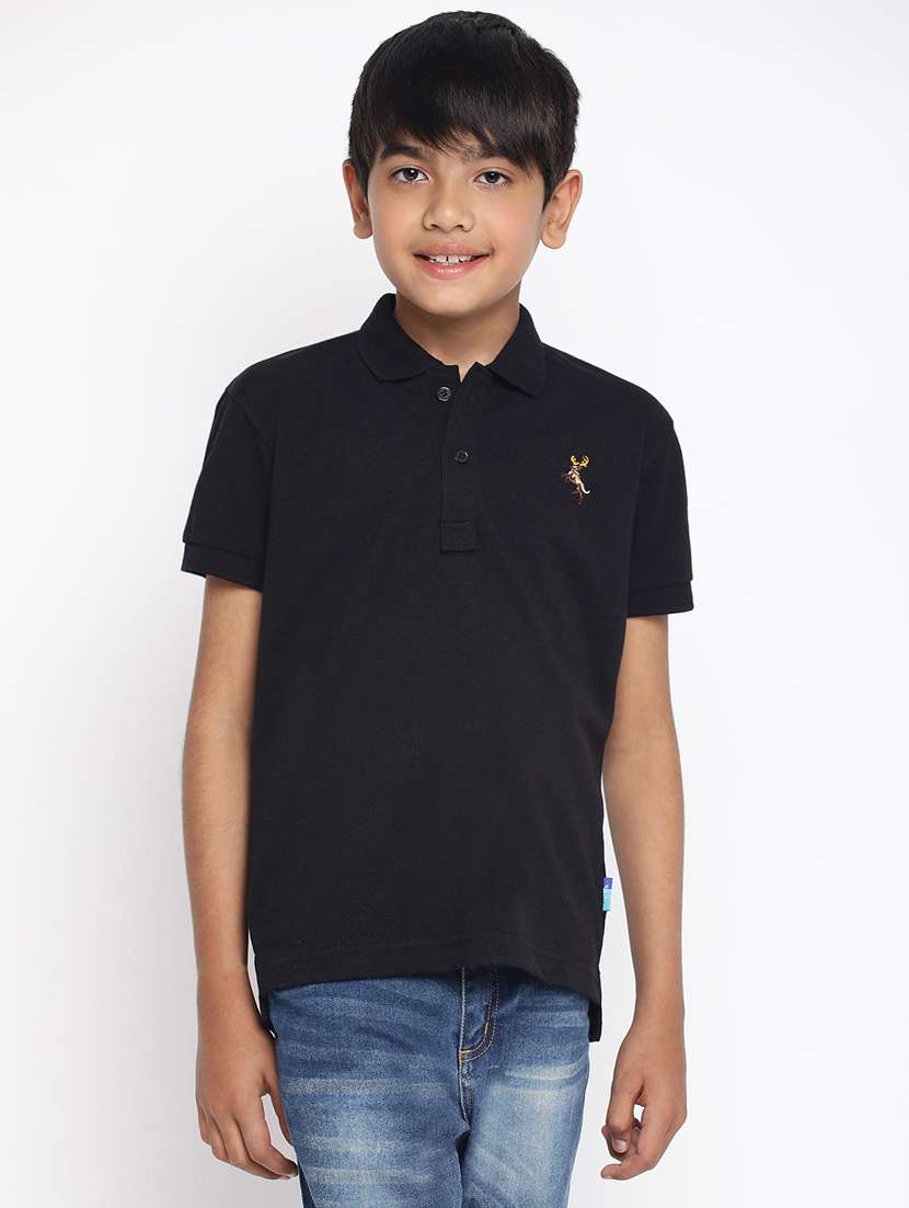 boys polo neck placement printedt-shirt