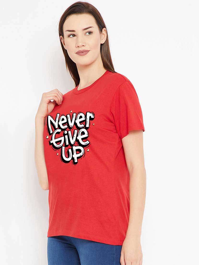 women round neck front print t-shirt - 19353340 -  Standard Image - 1