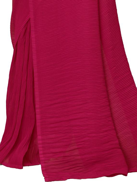 women's solid red colored saree with blouse - 19353365 - Standard Image - 1