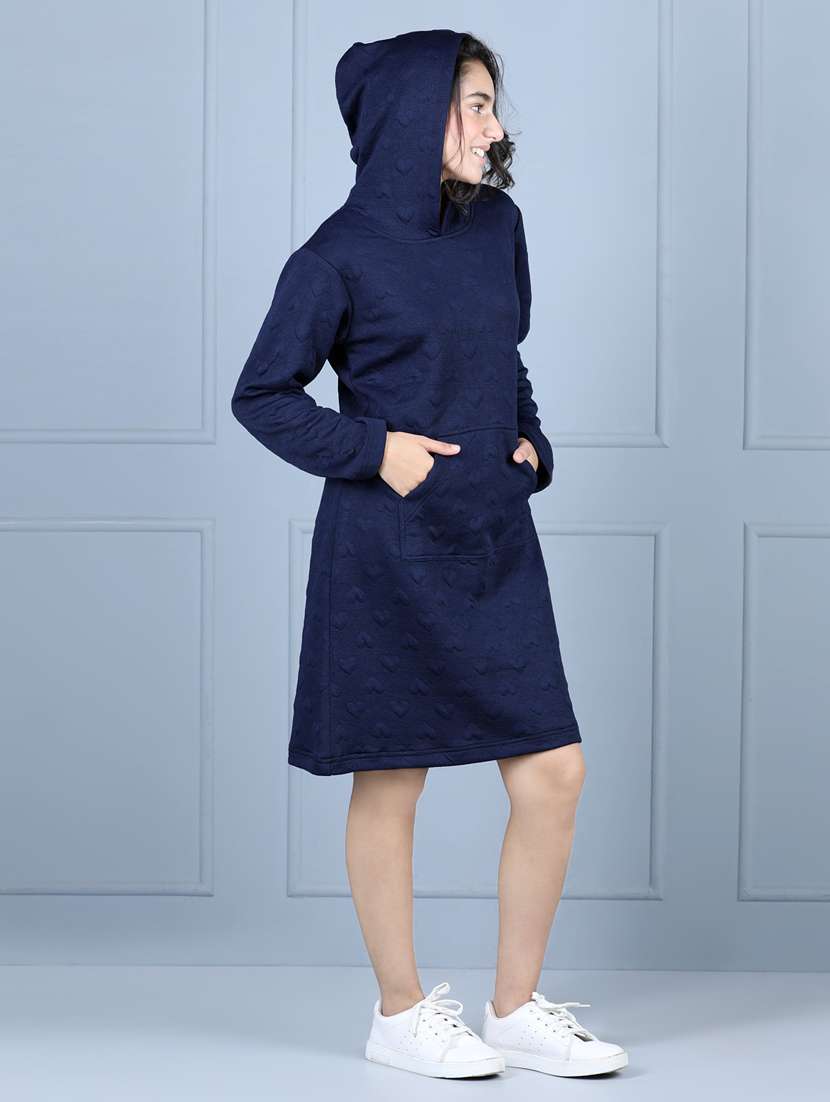 girls hooded long sleeves frock - 19370743 -  Standard Image - 1
