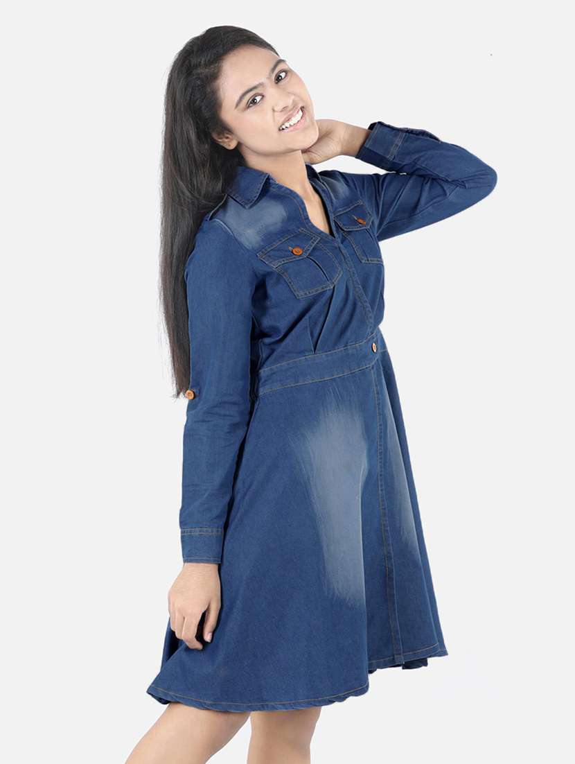 girls collared long sleeves frock - 19370786 -  Standard Image - 1