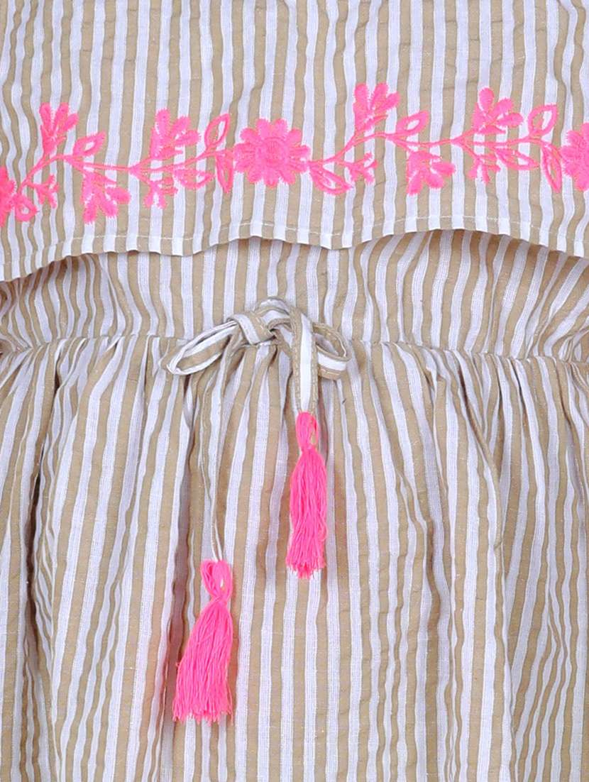 beige striped cotton frock - 19370791 -  Standard Image - 4