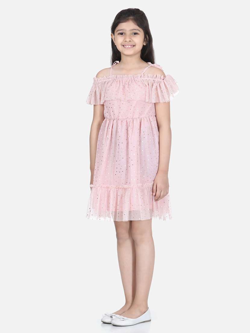 girls shoulder strap cold shoulder frock - 19370808 -  Standard Image - 1