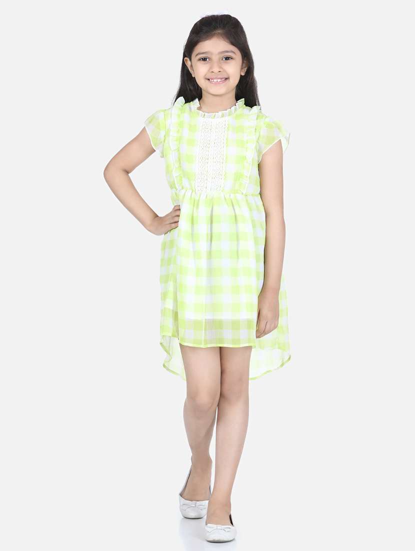 girls round neck cap sleeve frock