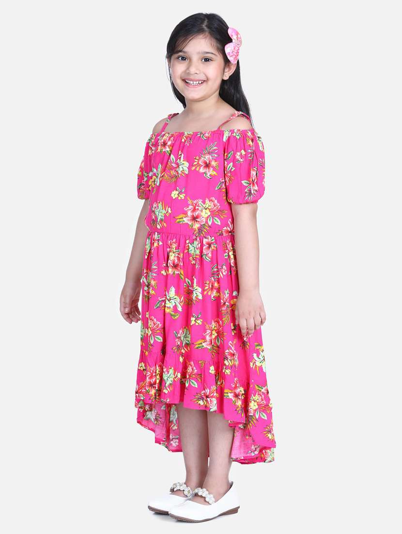 girls shoulder strap cold shoulder frock - 19370817 - Standard Image - 1