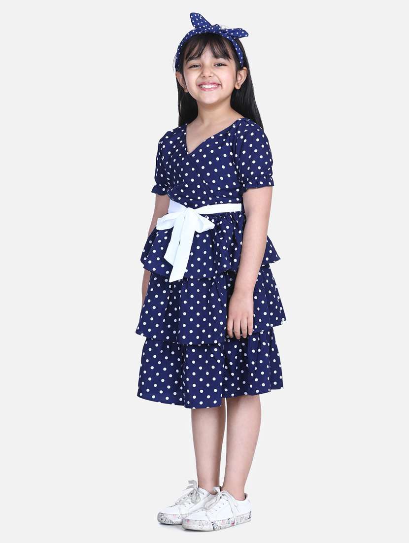 girls v neck short sleeves frock - 19370824 -  Standard Image - 1