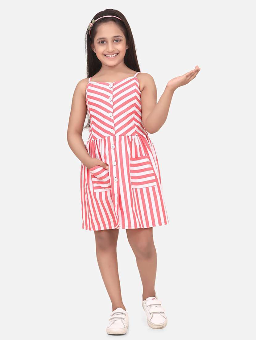 girls shoulder strap sleeveless frock