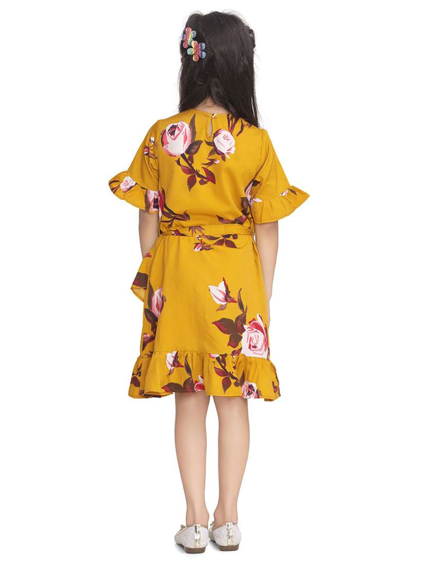 girls round neck bell sleeve frock - 19370844 -  Standard Image - 1