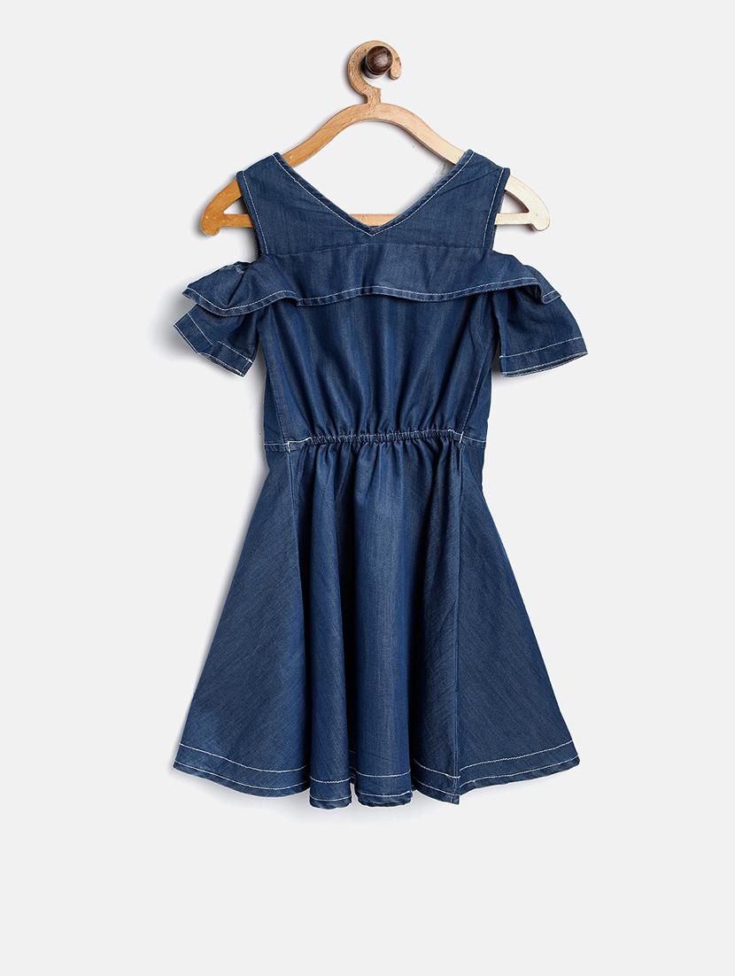 girls v neck cold shoulder frock - 19370874 -  Standard Image - 1