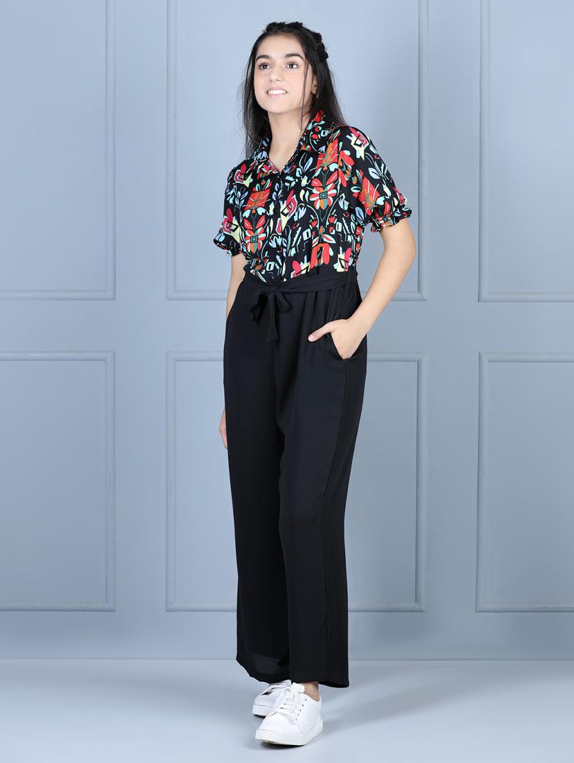 black polyester full length jumpsuit - 19370896 - Standard Image - 1