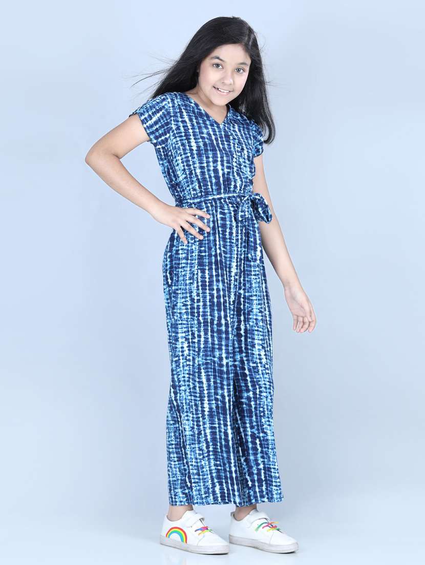 blue rayon full length jumpsuit - 19370900 -  Standard Image - 1