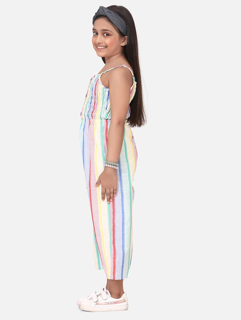 multi colored cotton blend full length jumpsuit - 19370924 -  Standard Image - 1