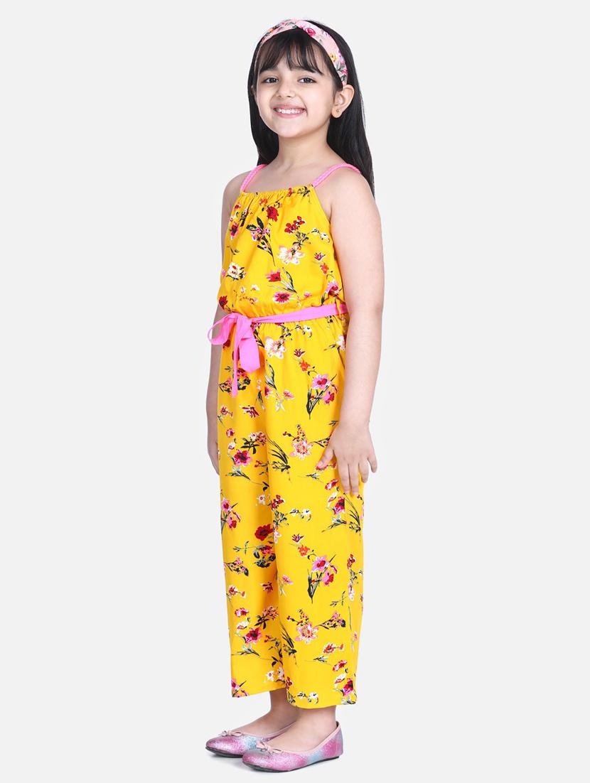 yellow polycrepe full length jumpsuit - 19370969 - Standard Image - 1