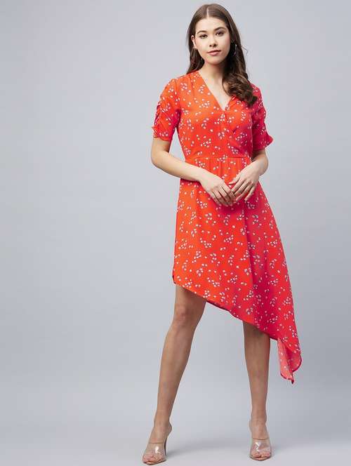 women's asymmetric floral dress - 19371196 - Standard Image - 0