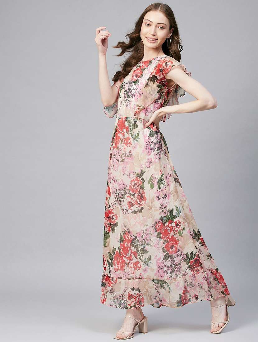 women's fit & flare floral dress - 19371234 - Standard Image - 1