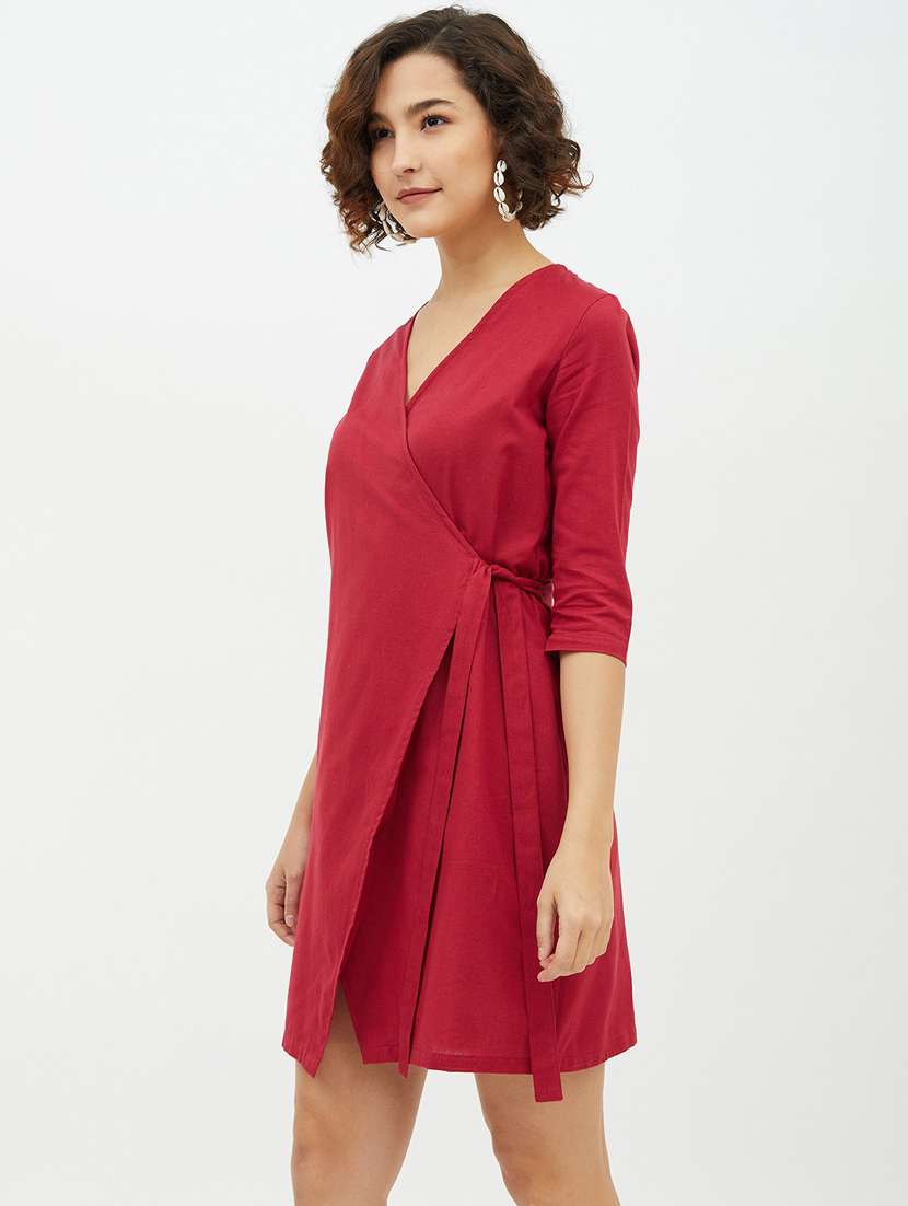 women's wrap solid dress - 19371265 -  Standard Image - 1