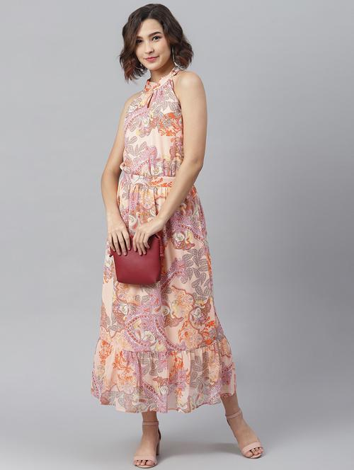 stylestone women's peach printed maxi dress - 19371290 -  Standard Image - 0