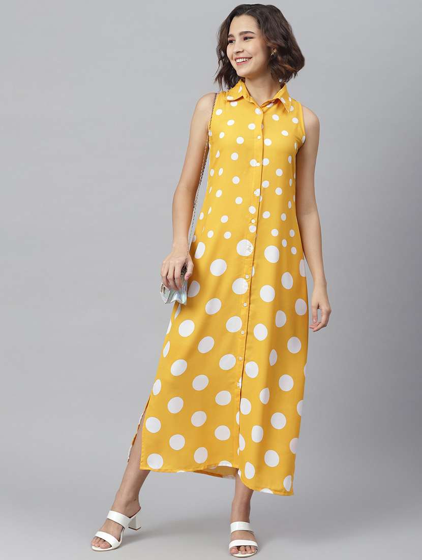 women's shirt polka dots dress