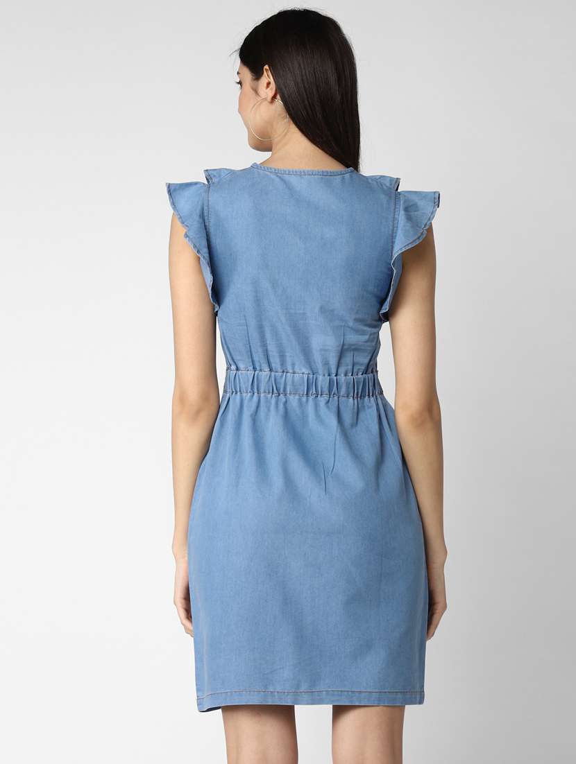 blue denim aline dress - 19371320 - Standard Image - 4