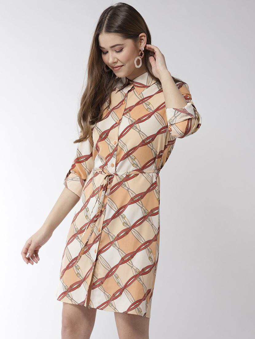 women's shirt printed dress - 19371381 - Standard Image - 1