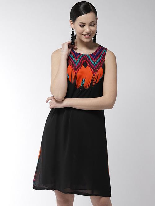 black printed a-line dress - 19371394 - Standard Image - 0
