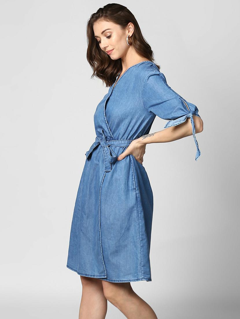 women's wrap solid dress - 19371406 -  Standard Image - 1