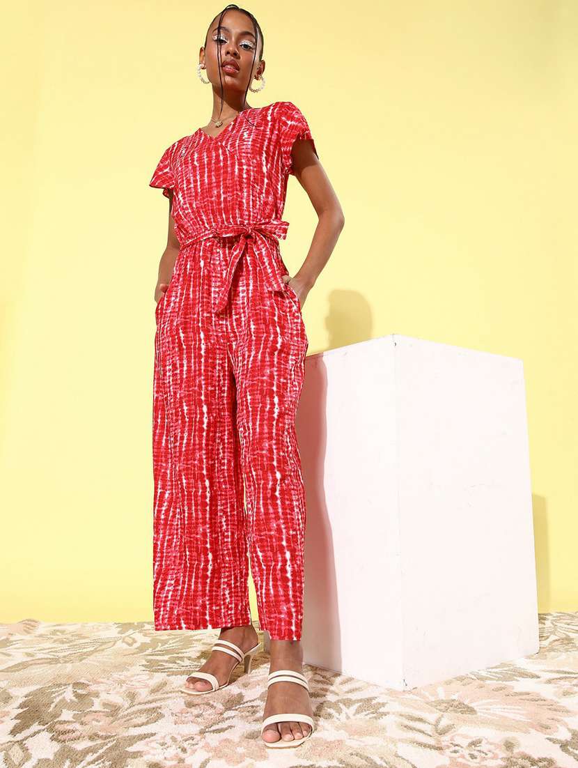 pink printed full leg jumpsuit