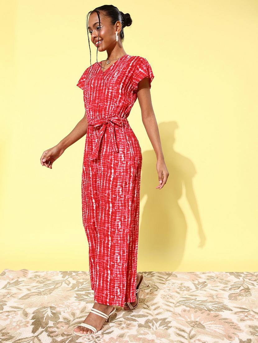 pink printed full leg jumpsuit - 19371539 - Standard Image - 1