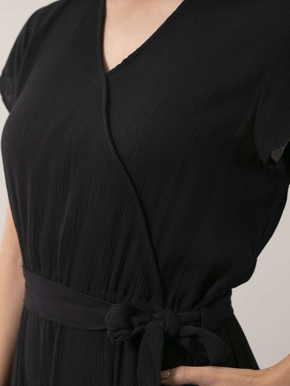 women black solid full leg jumpsuit - 19371543 -  Standard Image - 4