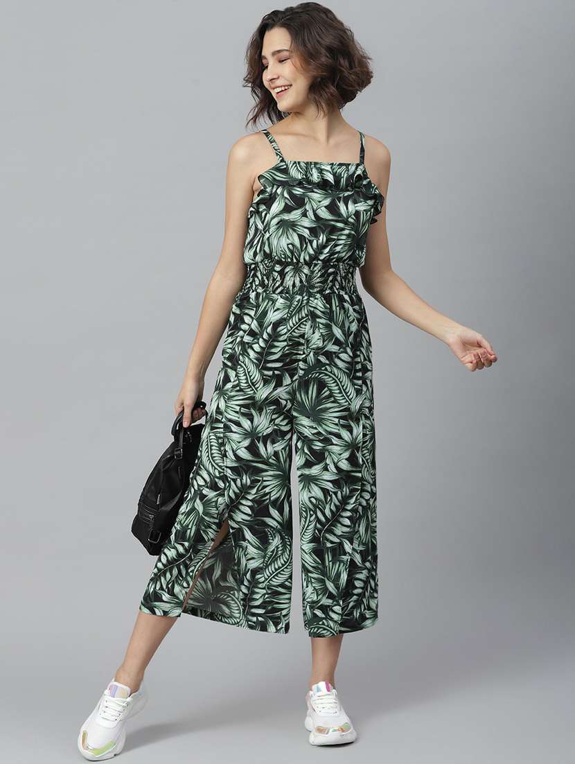 printed 3/4 jumpsuit