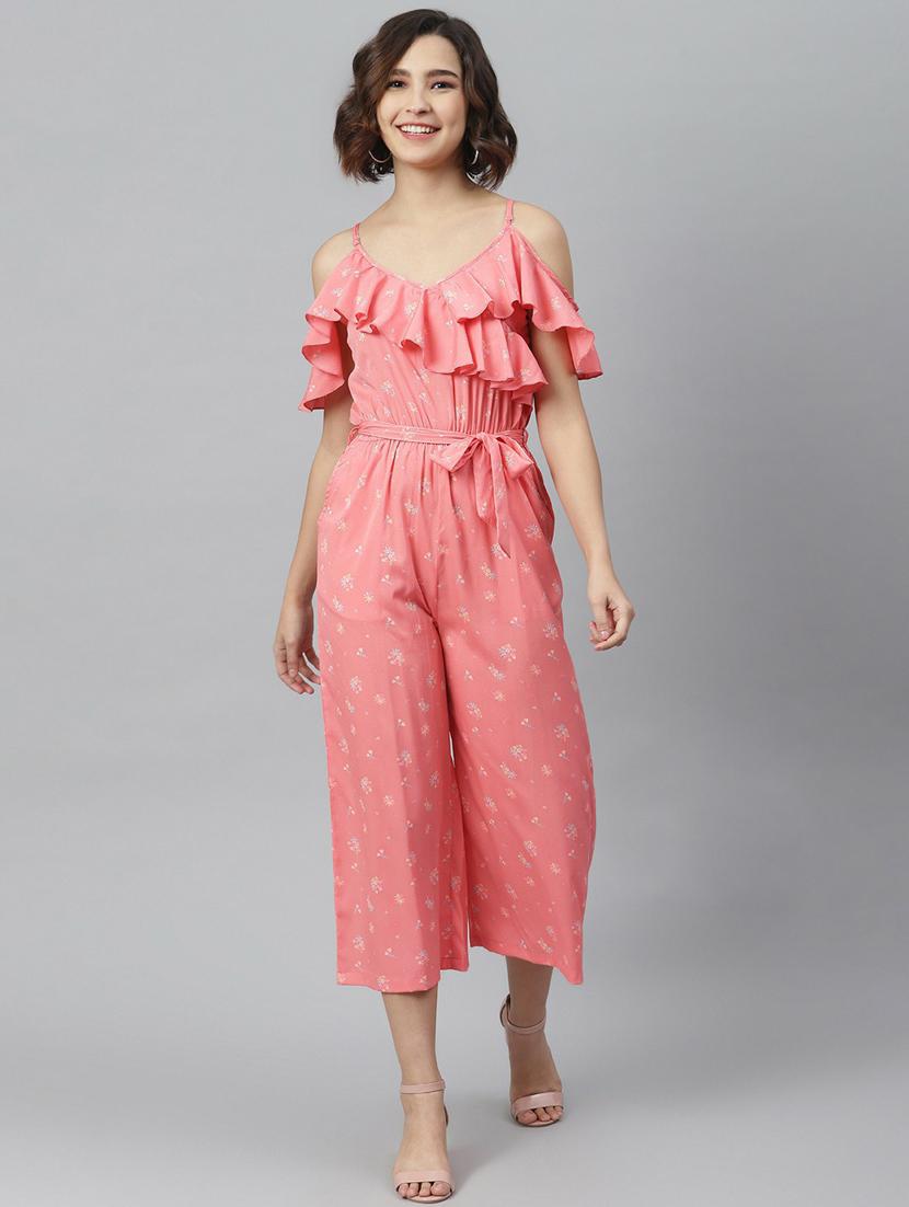pink printed 3/4 jumpsuit - 19371573 - Zoom Image - 0