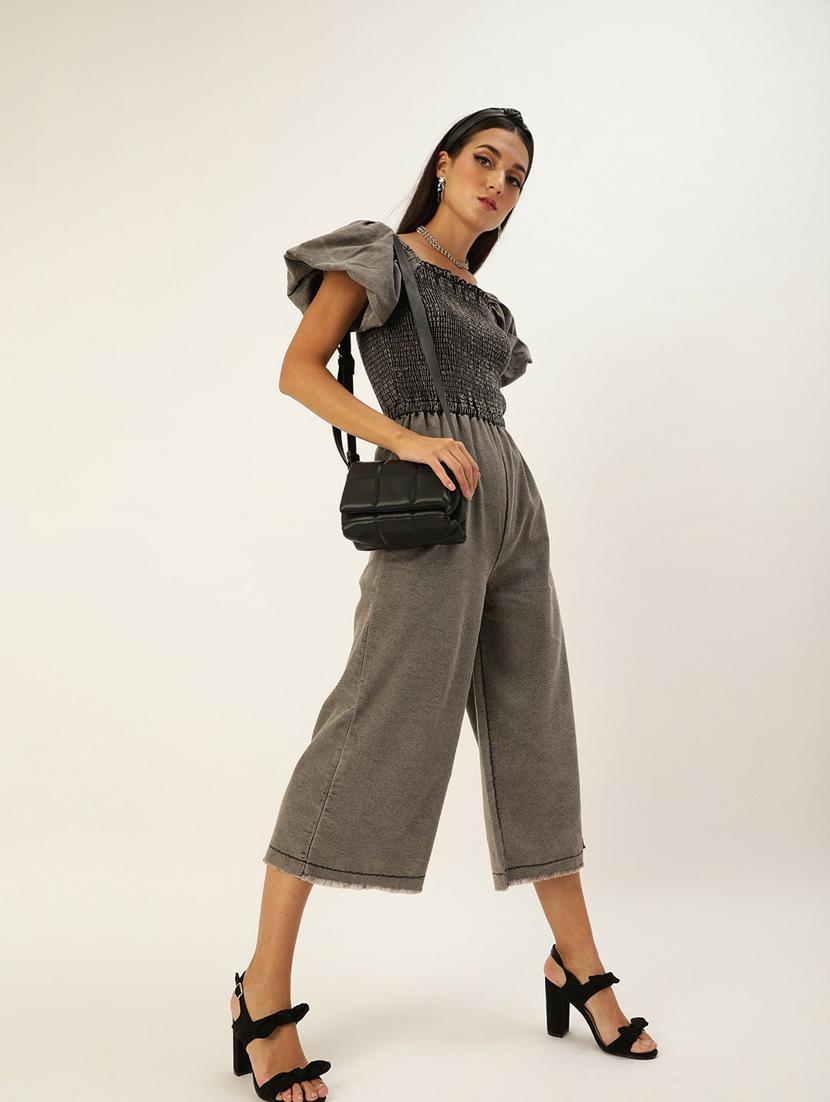 grey denim 3/4 jumpsuit - 19371577 -  Standard Image - 1